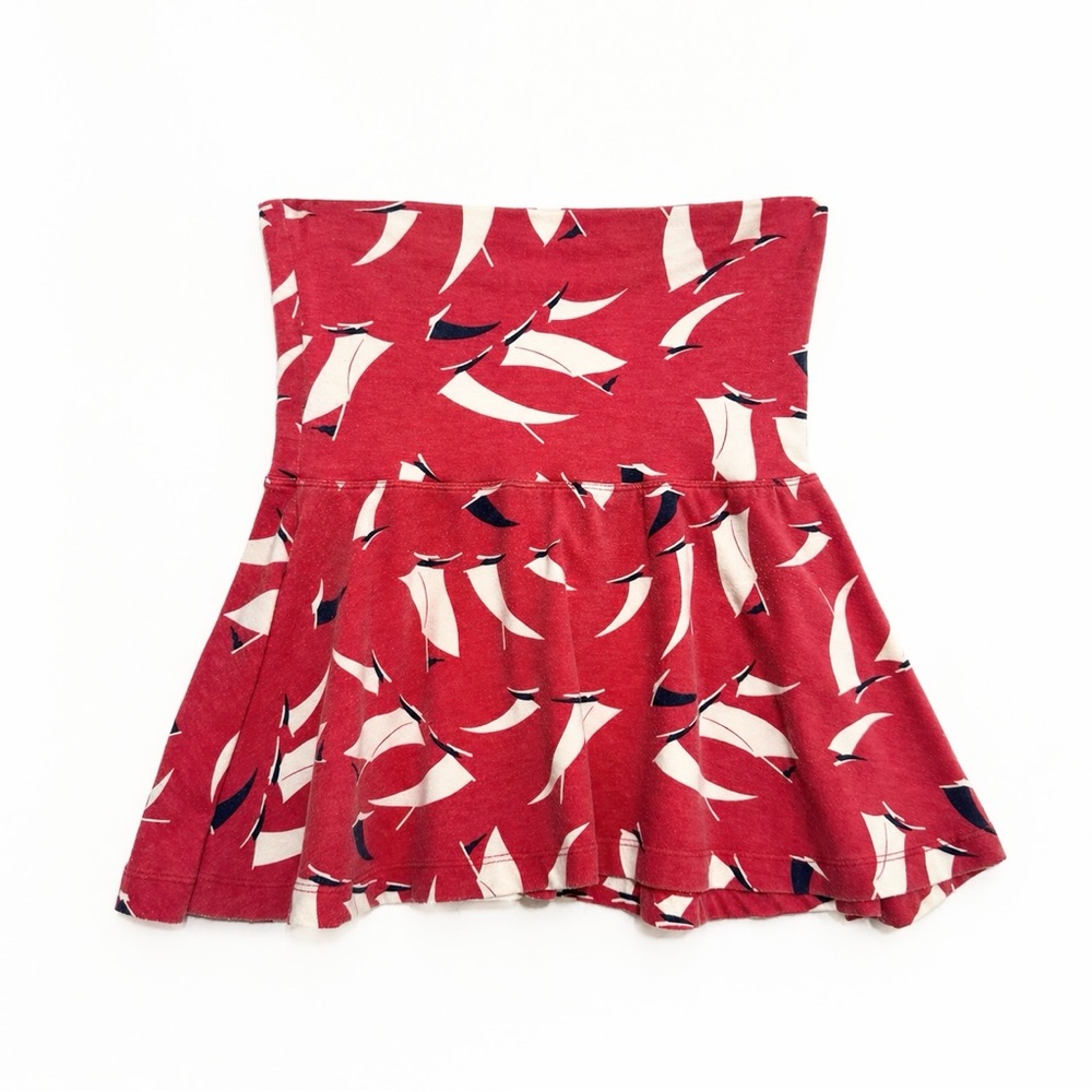 Ralph Lauren Sailboat Print Skirt Women XS Vintage Red